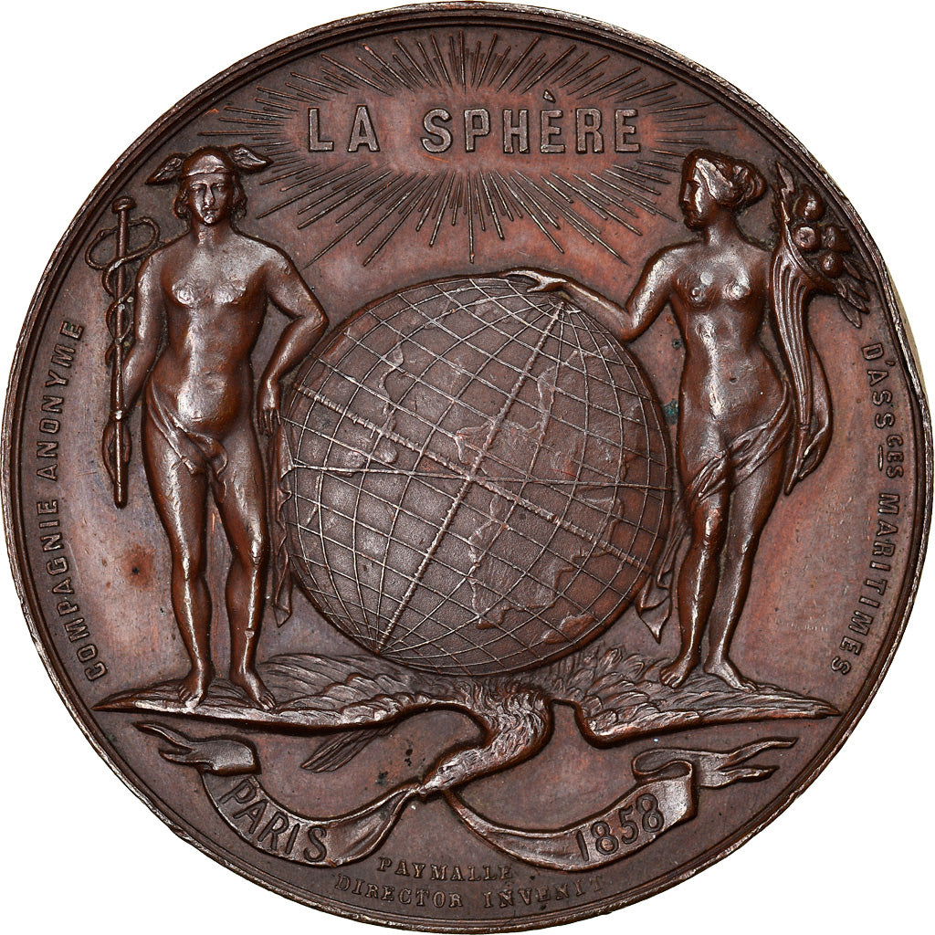 France, Token, Le Havre, Assurances maritimes la Sphère, 1858, Caqué
