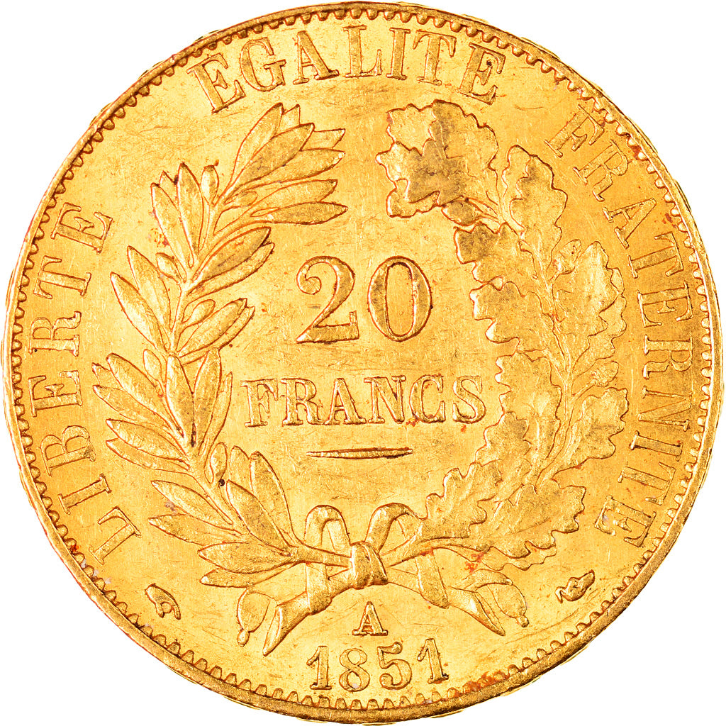 Moeda, França, Cérès, 20 Francs, 1851, Paris, AU(50-53), Dourado, KM:762
