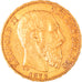 Moeda, Bélgica, Leopold II, 20 Francs, 20 Frank, 1877, AU(50-53), Dourado