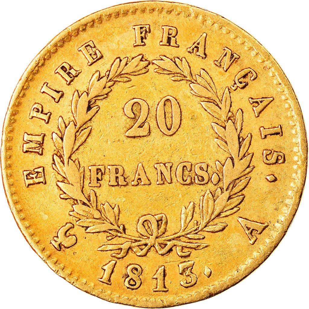 Moeda, França, Napoléon I, 20 Francs, 1813, Paris, EF(40-45), Dourado
