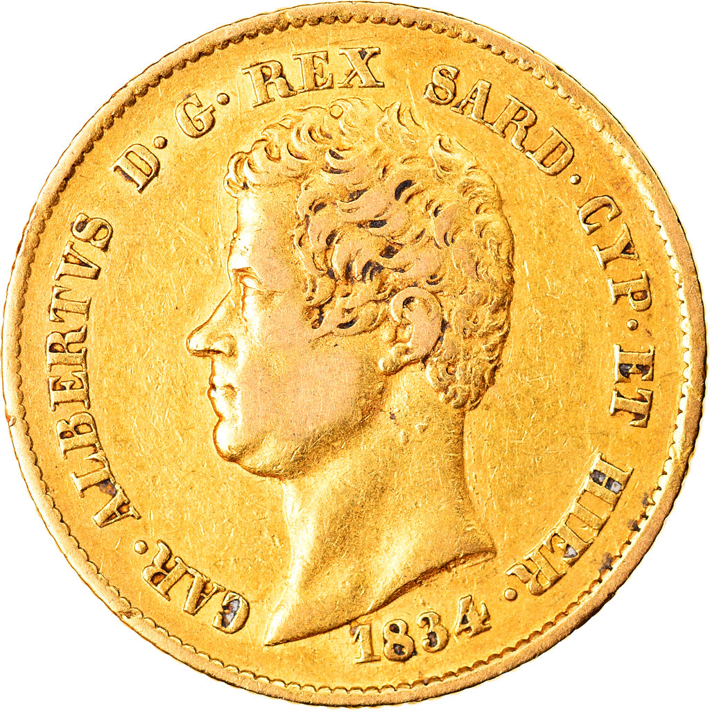 Moneta, STATI ITALIANI, SARDINIA, Carlo Alberto, 20 Lire, 1834, Genoa, BB, Oro