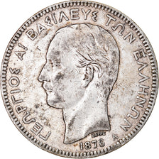 Coin, Greece, George I, 5 Drachmai, 1876, Paris, VF(30-35), Silver, KM:46