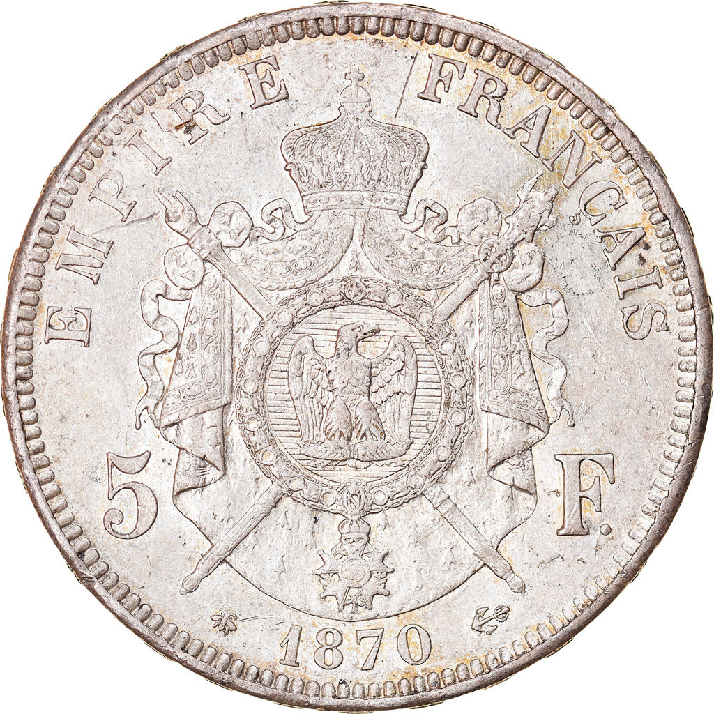 Munten, Frankrijk, Napoleon III, Napoléon III, 5 Francs, 1870, Paris, ZF+