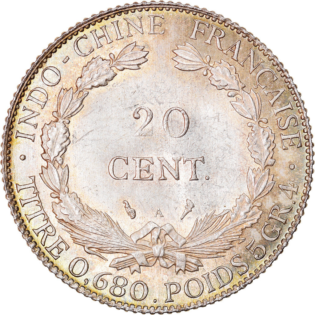 Monnaie, FRENCH INDO-CHINA, 20 Cents, 1922, Paris, SPL, Argent, KM:17.1