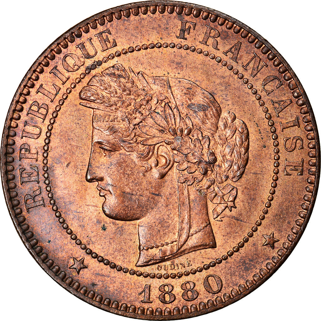 Moneta, Francia, Cérès, 10 Centimes, 1880, Paris, SPL, Bronzo, KM:815.1