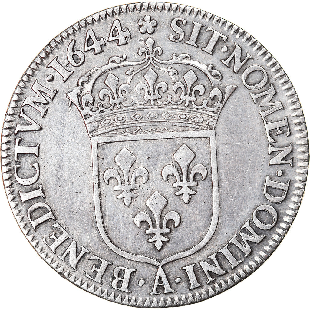 Moneta, Francia, Louis XIV, 1/4 Écu à la mèche courte, 1/4 Ecu, 1644, Paris