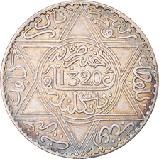 Coin, Morocco, 'Abd al-Aziz, Rial, 10 Dirhams, 1902, London, AU(55-58), Silver