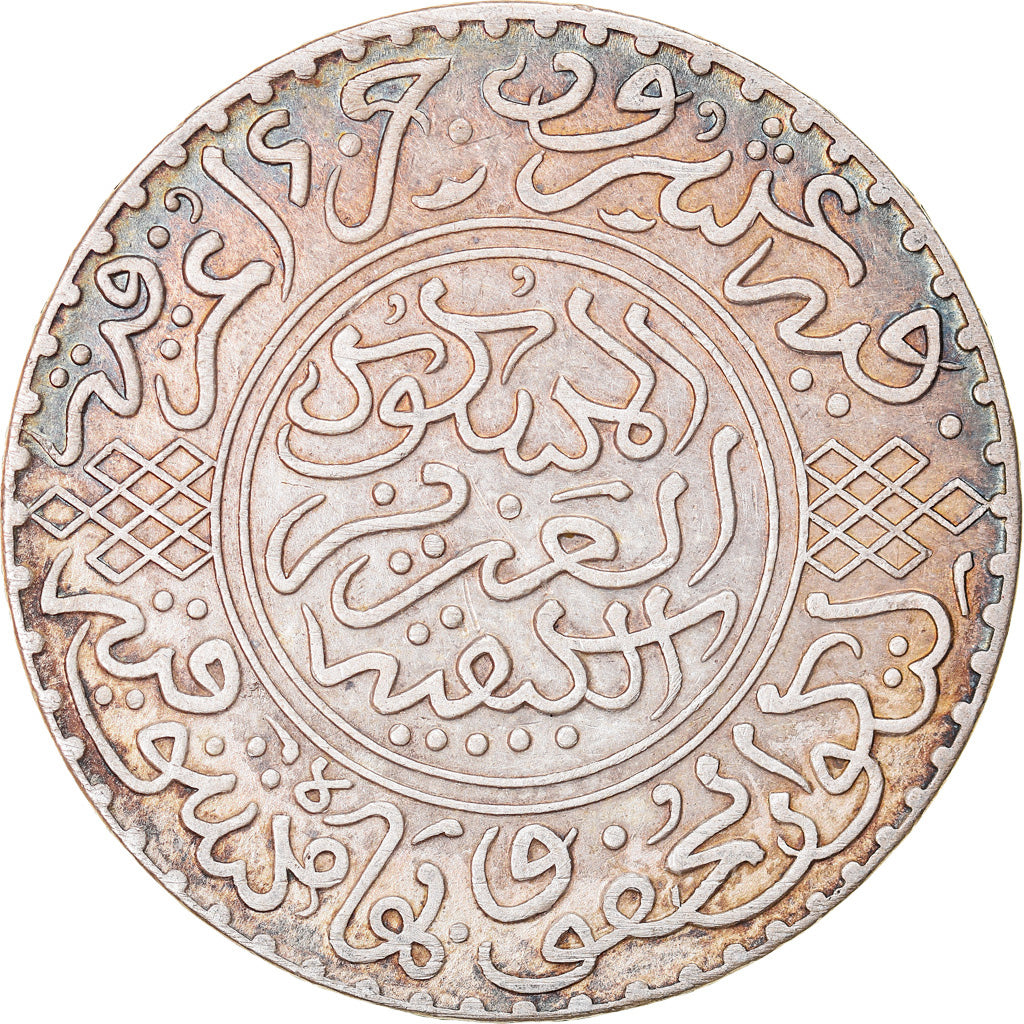 Coin, Morocco, 'Abd al-Aziz, Rial, 10 Dirhams, 1902, London, AU(55-58), Silver