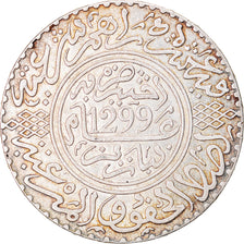 Coin, Morocco, Moulay al-Hasan I, 10 Dirhams, 1881, Paris, AU(55-58), Silver