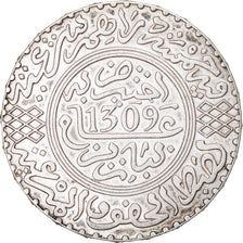 Coin, Morocco, Moulay al-Hasan I, 5 Dirhams, 1891, Paris, AU(50-53), Silver
