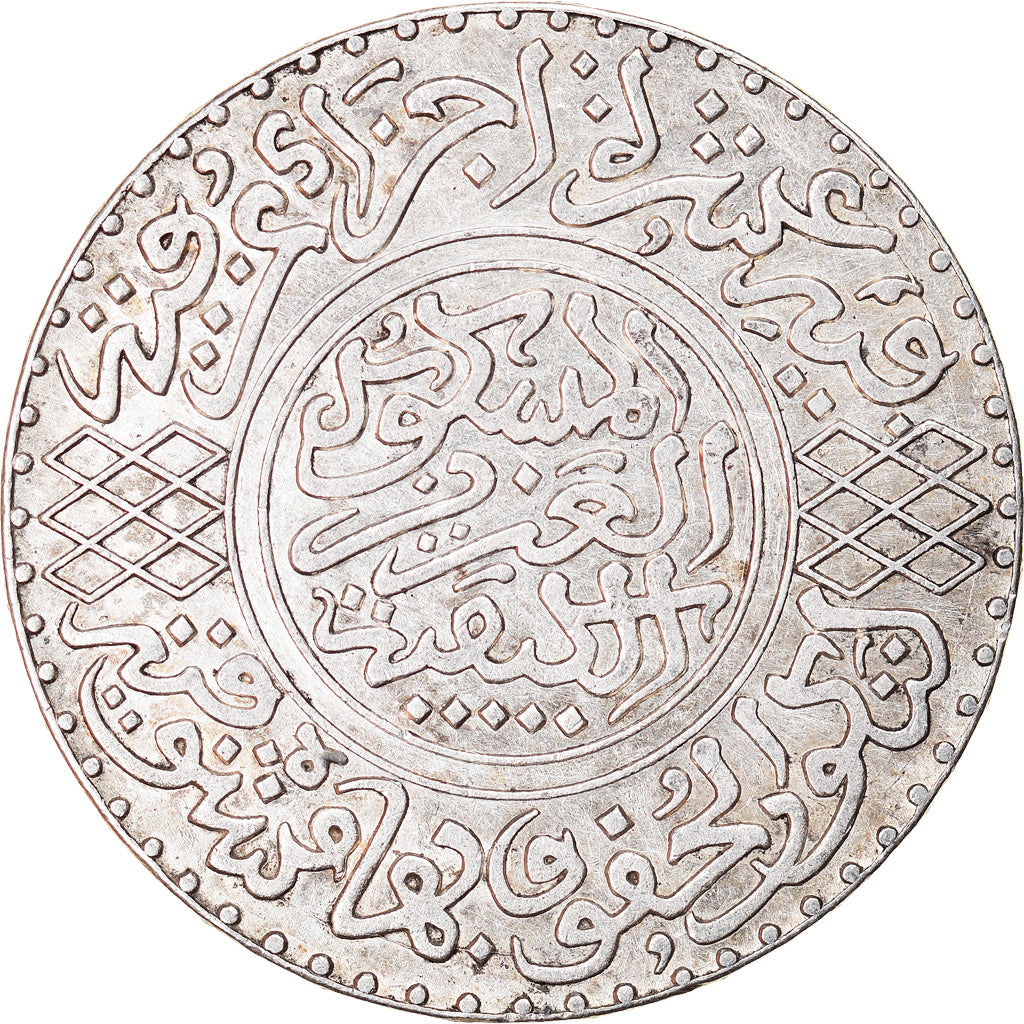 Coin, Morocco, 'Abd al-Aziz, 1/2 Rial, 5 Dirhams, 1902, Berlin, AU(50-53)
