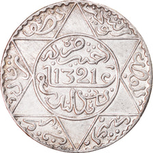 Coin, Morocco, 'Abd al-Aziz, 1/2 Rial, 5 Dirhams, 1903, London, AU(50-53)