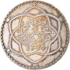 Coin, Morocco, 'Abd al-Hafiz, Rial, 10 Dirhams, 1911, bi-Bariz, Paris