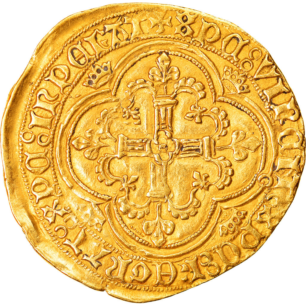 Munten, Frankrijk, Charles VII, Royal d'or, La Rochelle, ZF+, Goud, Duplessy:455