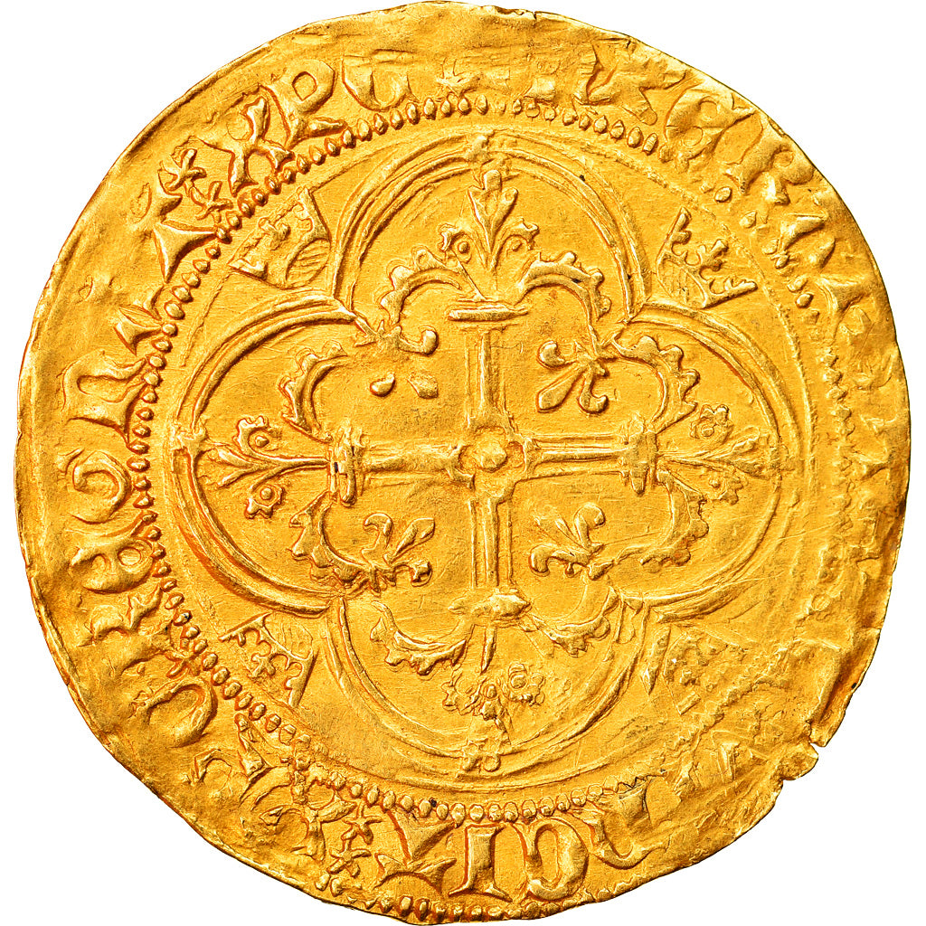 Moeda, França, Charles VII, Royal d'or, Bourges, EF(40-45), Dourado