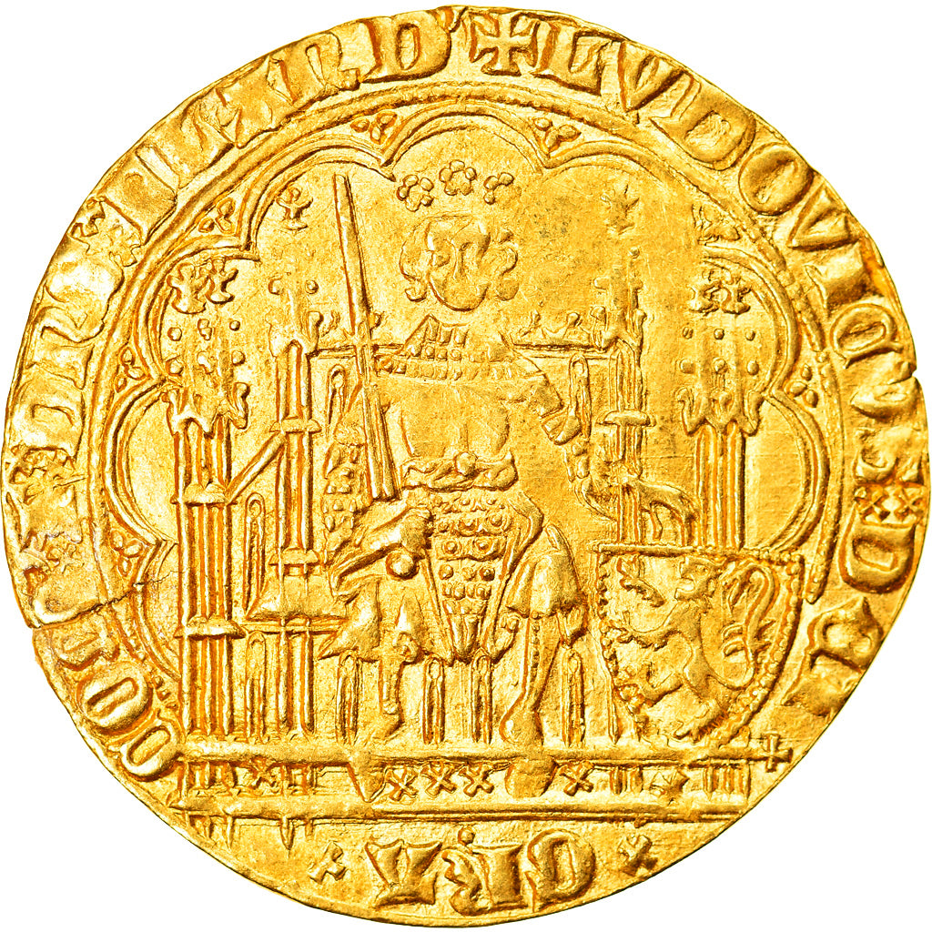Coin, France, Flanders, Louis II de Mâle, Chaise d'or, AU(55-58), Gold