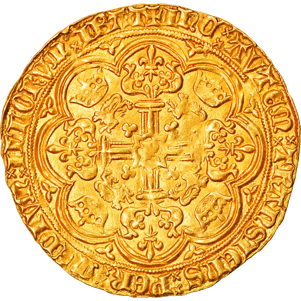 Moneda, Bélgica, Flanders, Philippe le Hardi, Noble d'or, 1388, Gand, EBC, Oro