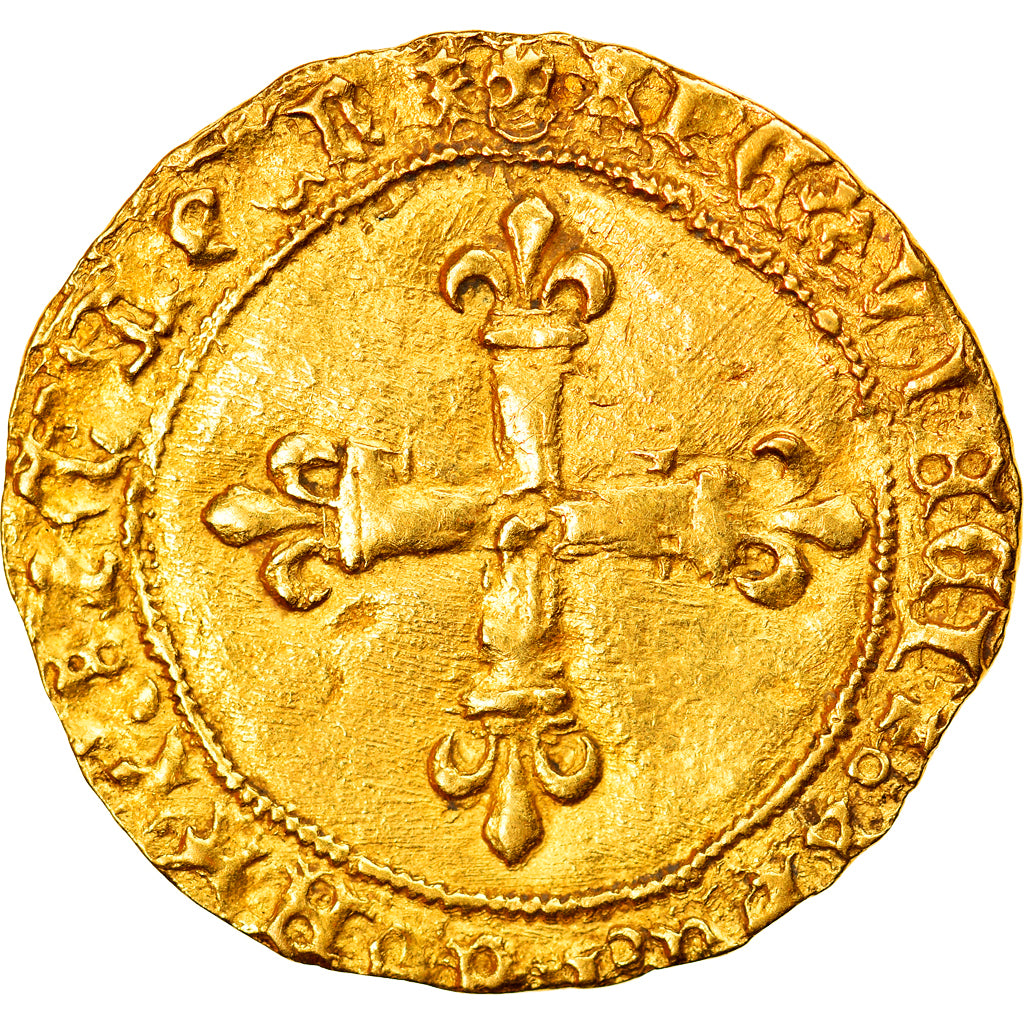 Moeda, França, Charles VIII, Ecu d'or, Montpellier, VF(30-35), Dourado