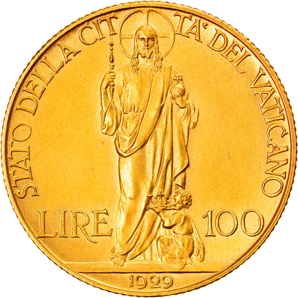 Coin, VATICAN CITY, Pius XI, 100 Lire, 1929, Rome, MS(63), Gold, KM:9