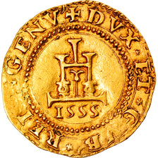 Moneda, Italia, GENOA, Dogi Biennali, Scudo d'oro Mezza doppia, 1555, MBC+, Oro