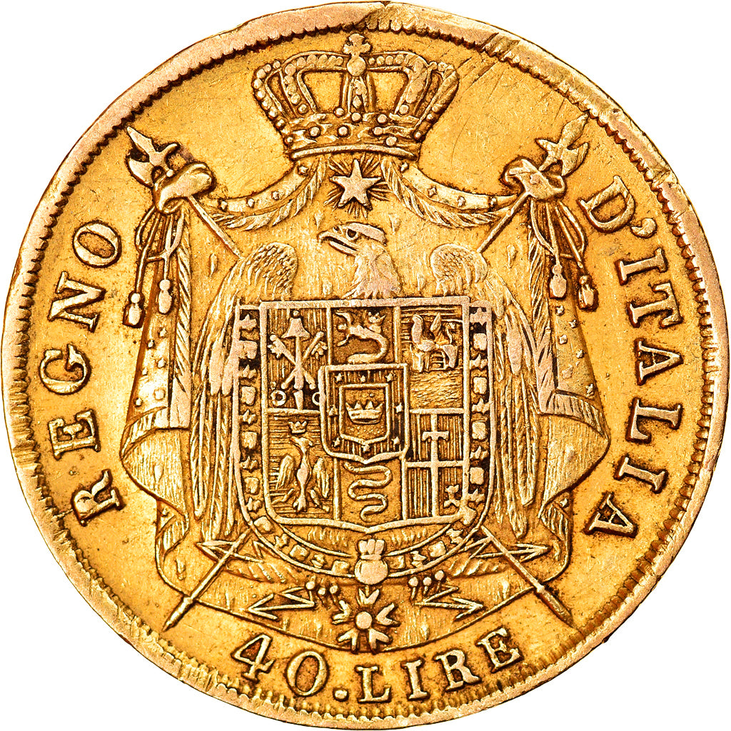 Moeda, ESTADOS ITALIANOS, KINGDOM OF NAPOLEON, Napoleon I, 40 Lire, 1810, Milan