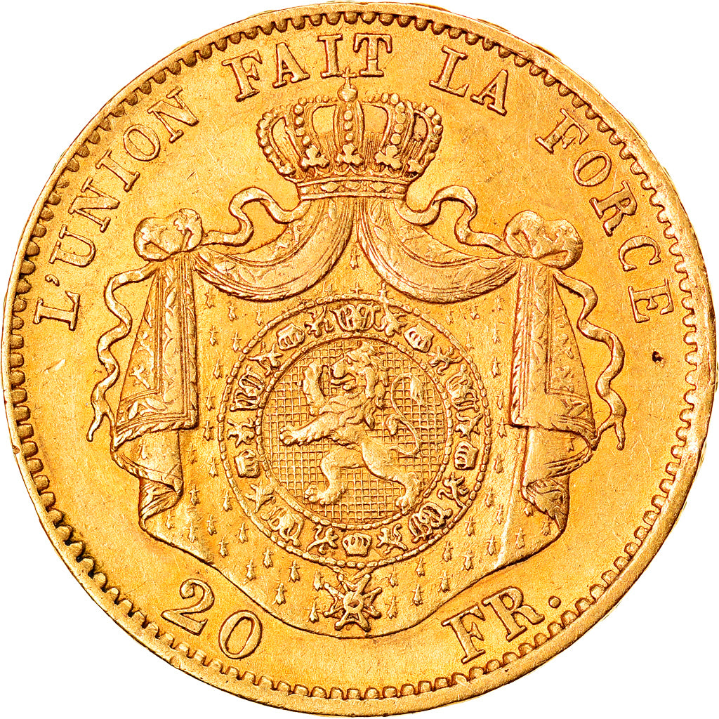 Coin, Belgium, Leopold II, 20 Francs, 20 Frank, 1867, EF(40-45), Gold, KM:32