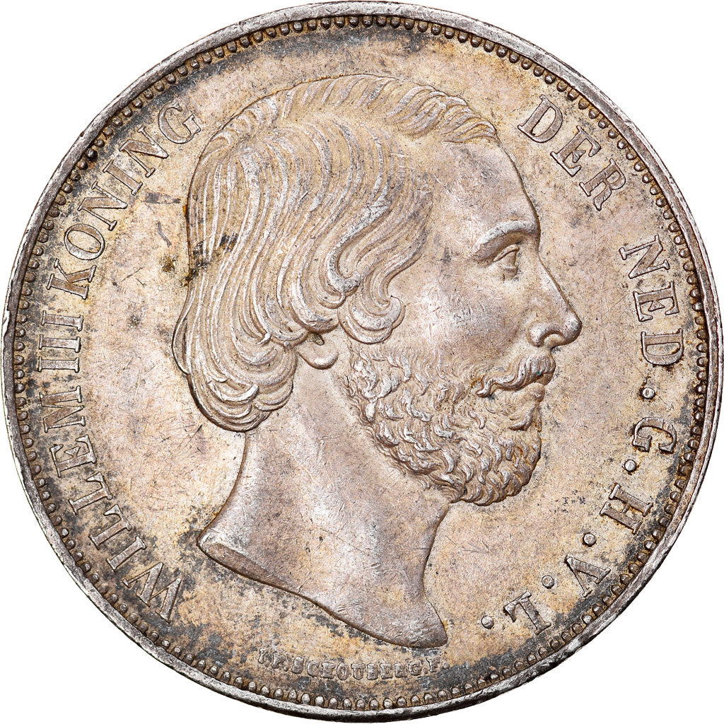 Coin, Netherlands, William III, 2-1/2 Gulden, 1872, AU(55-58), Silver, KM:82