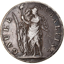 Moneda, Estados italianos, PIEDMONT REPUBLIC, 5 Francs, An 10, Turin, BC+
