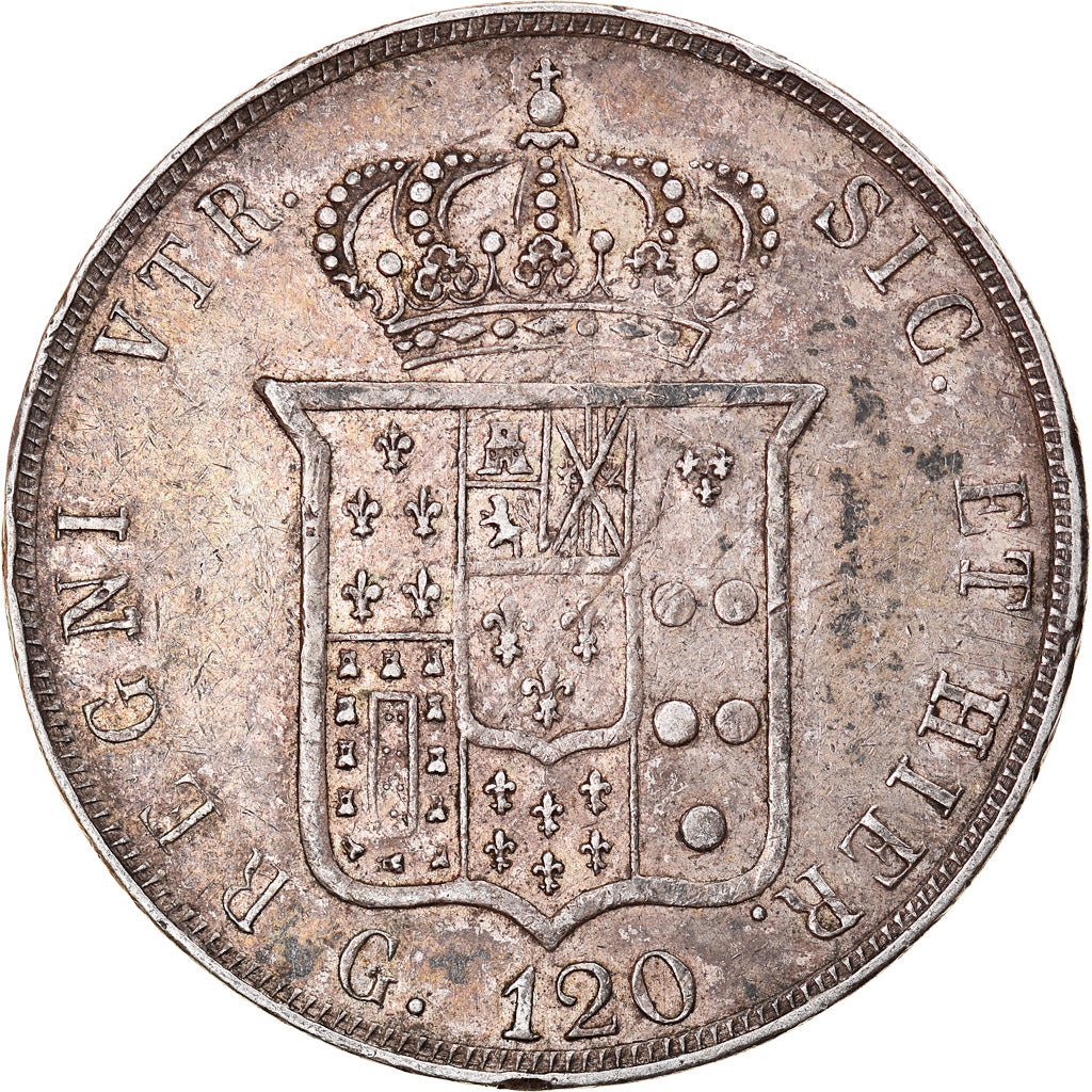 Moneta, STATI ITALIANI, NAPLES, Ferdinando II, 120 Grana, 1855, BB+, Argento