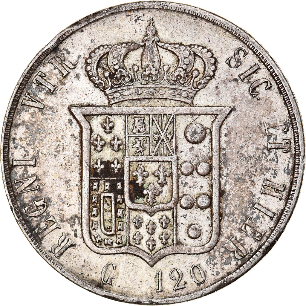 Coin, ITALIAN STATES, NAPLES, Francesco II, 120 Grana, 1859, Naples, EF(40-45)