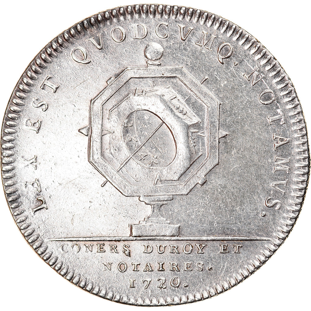 Francia, Token, Louis XV, Notaires Royaux de Paris, 1720, Duvivier, MBC+, Plata