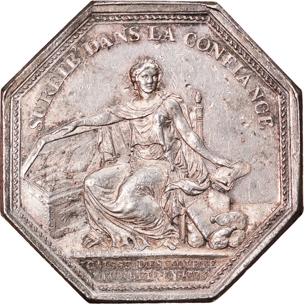 Francja, Token, Banque, Caisse d'Escompte, 1776, AU(55-58), Srebro