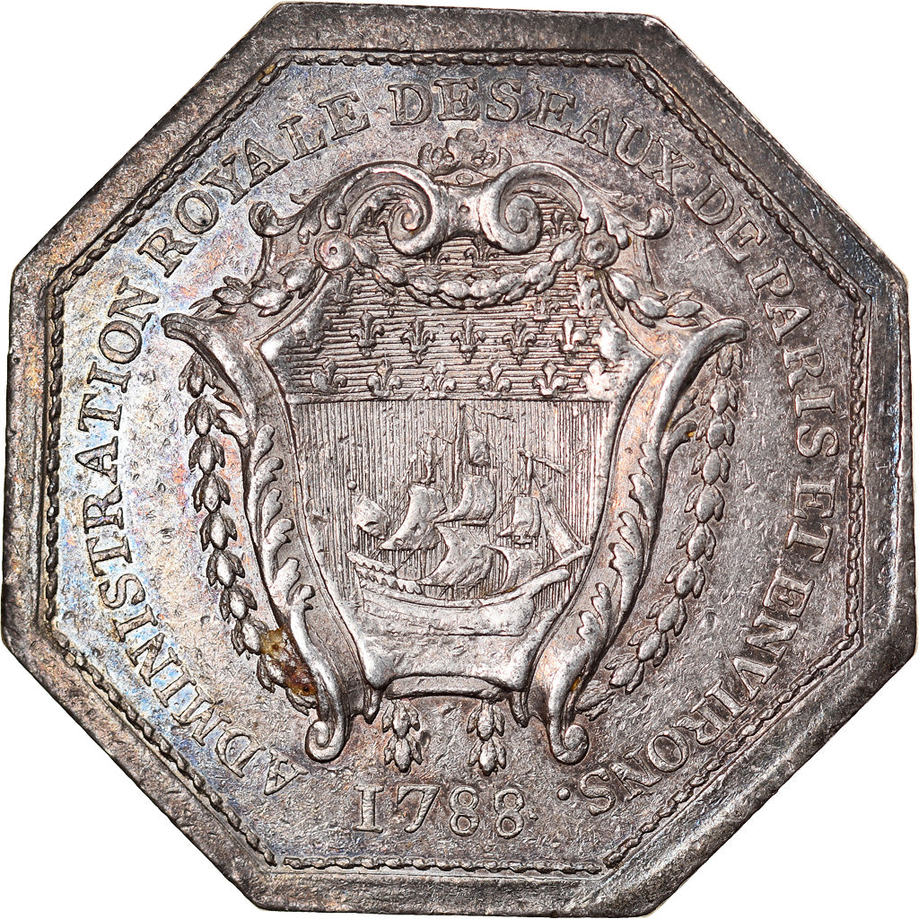 France, Token, Administration royale des Eaux de Paris, 1788, AU(50-53), Silver