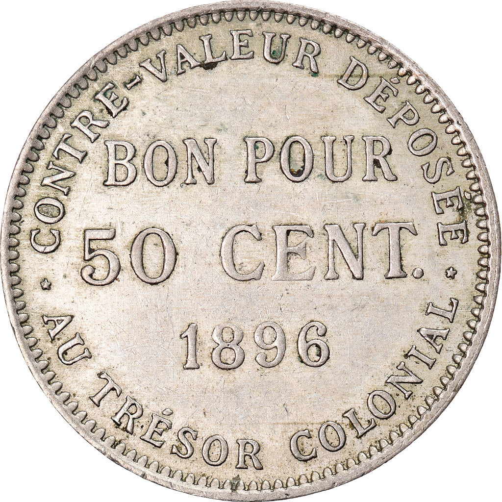 Coin, Réunion, 50 Centimes, 1896, EF(40-45), Copper-nickel, KM:4