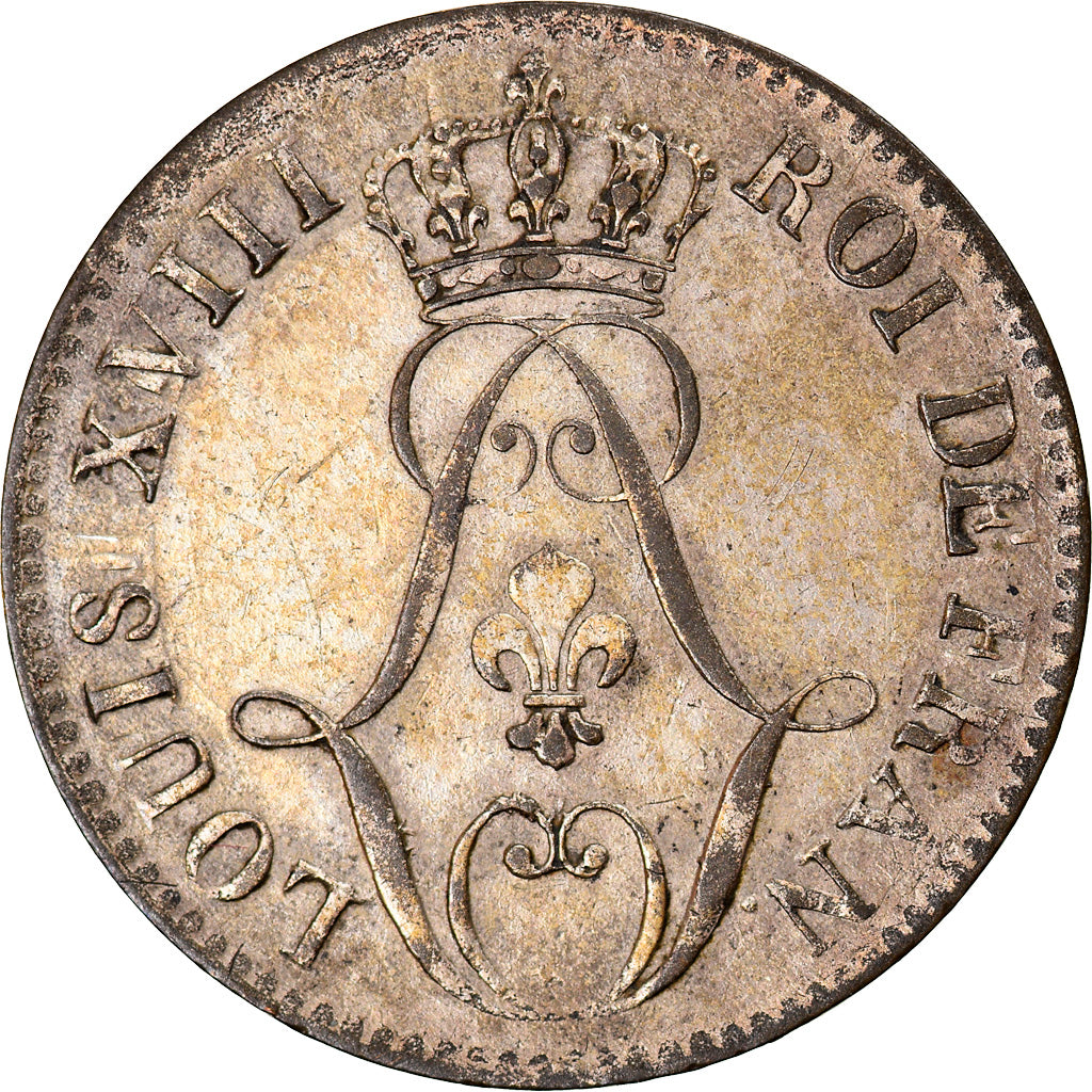 Monnaie, ISLE DE BOURBON, Louis XVIII, 10 Centimes, 1816, Paris, TTB+, Billon