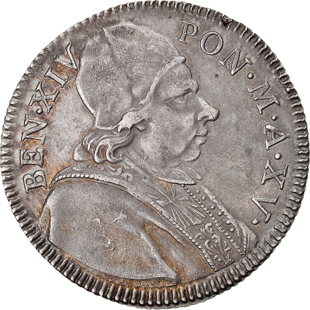 Coin, ITALIAN STATES, PAPAL STATES, Benedict XIV, Doppio (2) Giulio, 1/5 Scudo
