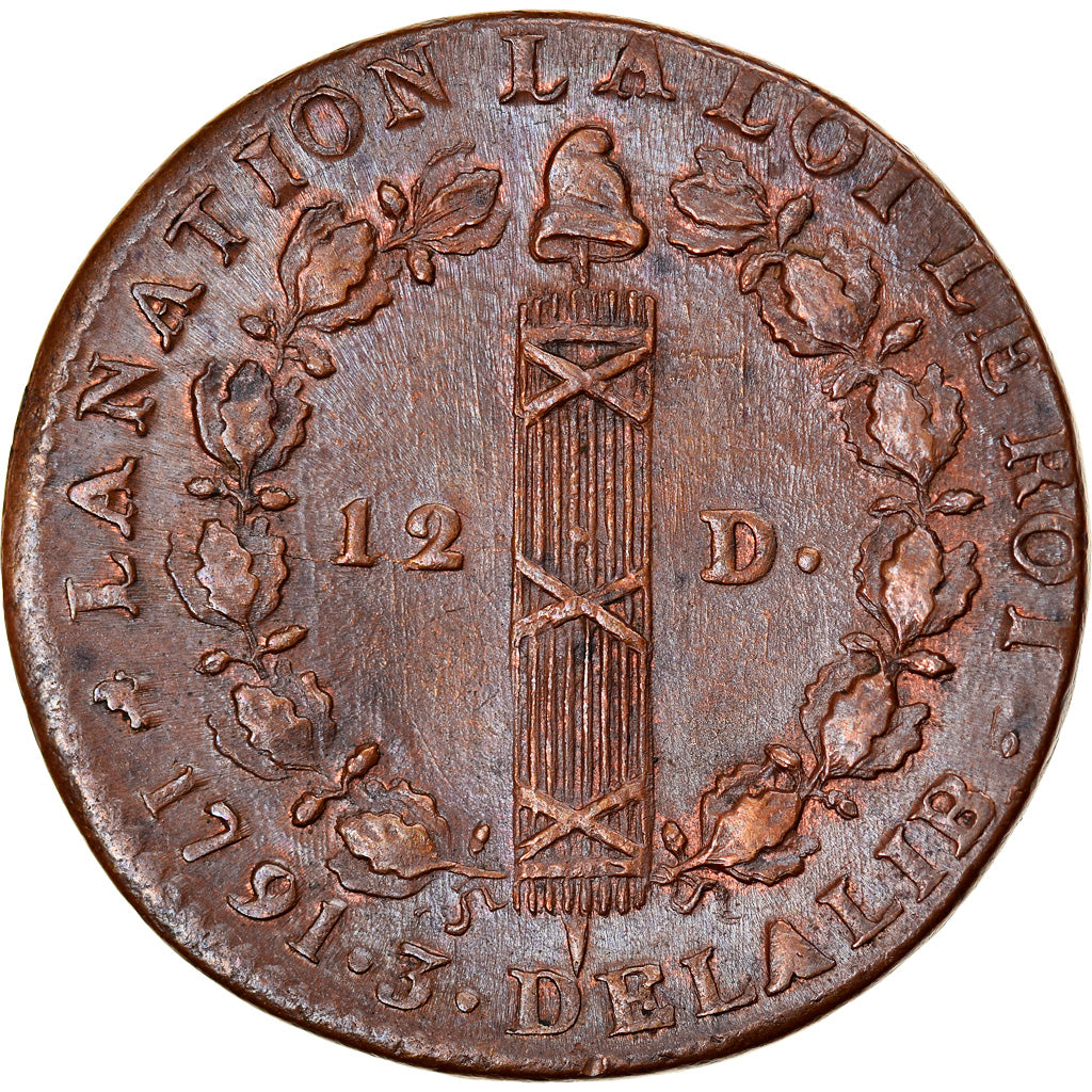 Coin, France, 12 deniers françois, 12 Deniers, 1791, Lyon, MS(60-62), Bronze