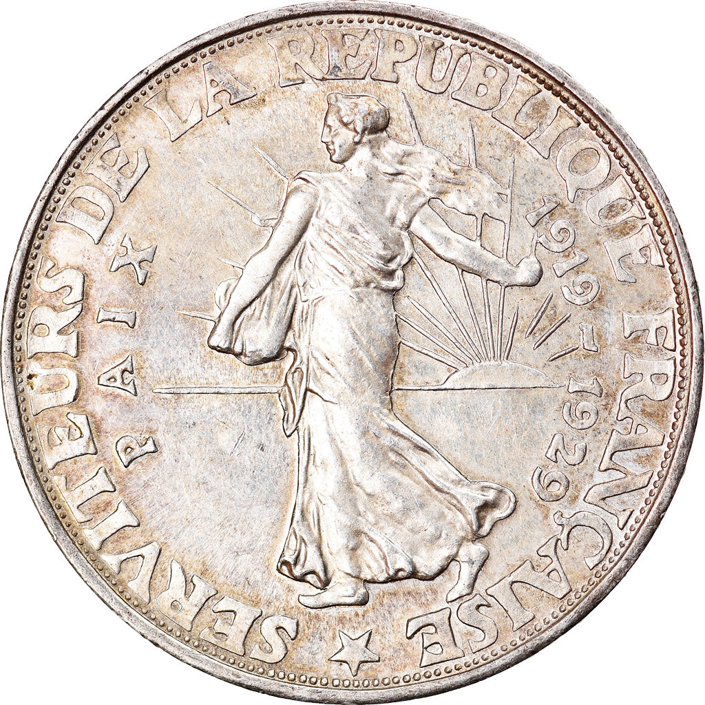 Coin, France, Clémenceau, Poincaré, Briand, 20 Francs, 1929, Paris, MS(63)