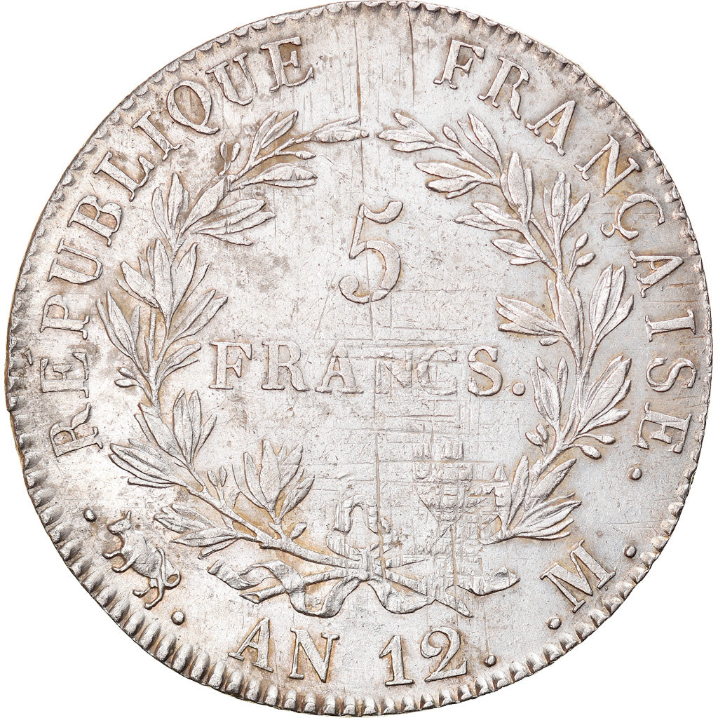 Coin, France, Napoléon I, 5 Francs, An 12, Toulouse, AU(50-53), Silver