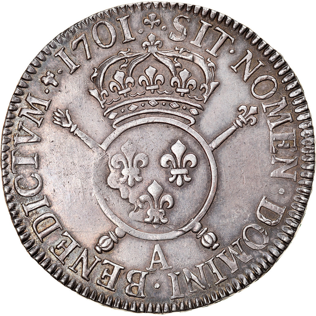 Moeda, França, Louis XIV, Écu aux insignes, Ecu, 1701, Paris, AU(50-53)