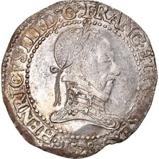 Monnaie, France, Henri III, Franc au Col Plat, 1578, Lyon, TTB, Argent