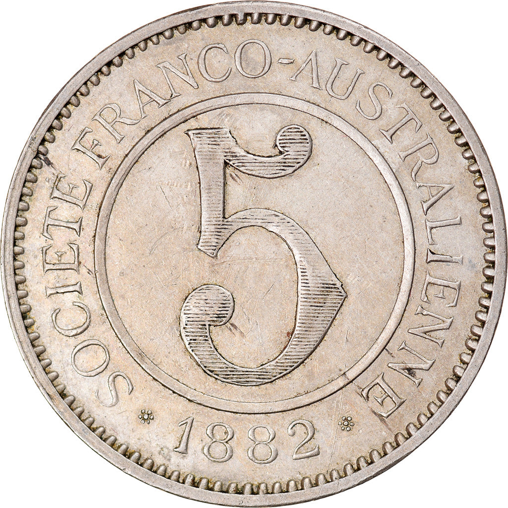 Münze, Neukaledonien, 5 Francs, 1882, SS+, Copper-nickel, KM:Tn4