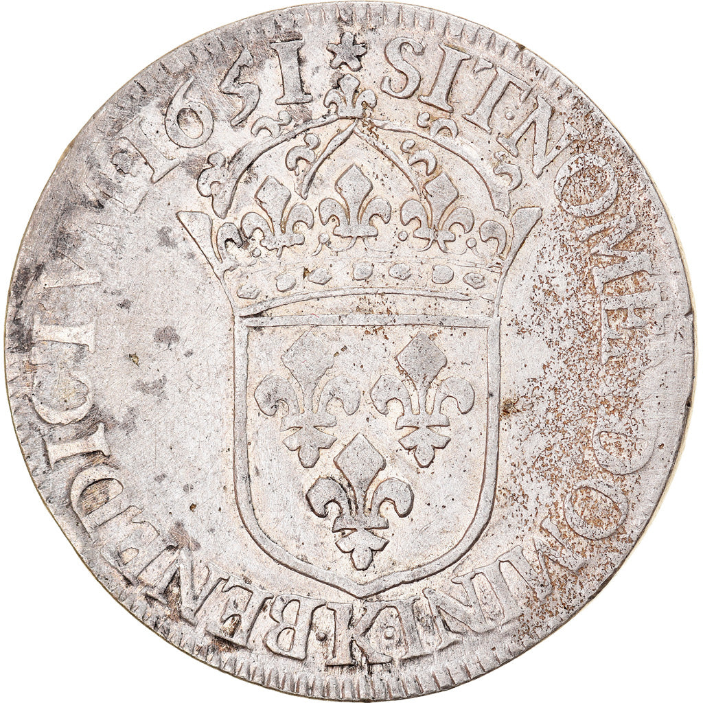 Monnaie, France, Louis XIV, Écu à la mèche longue, Ecu, 1651, Bordeaux, TB+