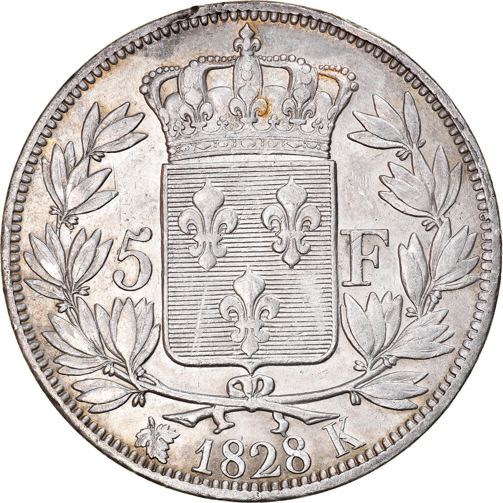 Monnaie, France, Charles X, 5 Francs, 1828, Bordeaux, TTB+, Argent, Gadoury:644