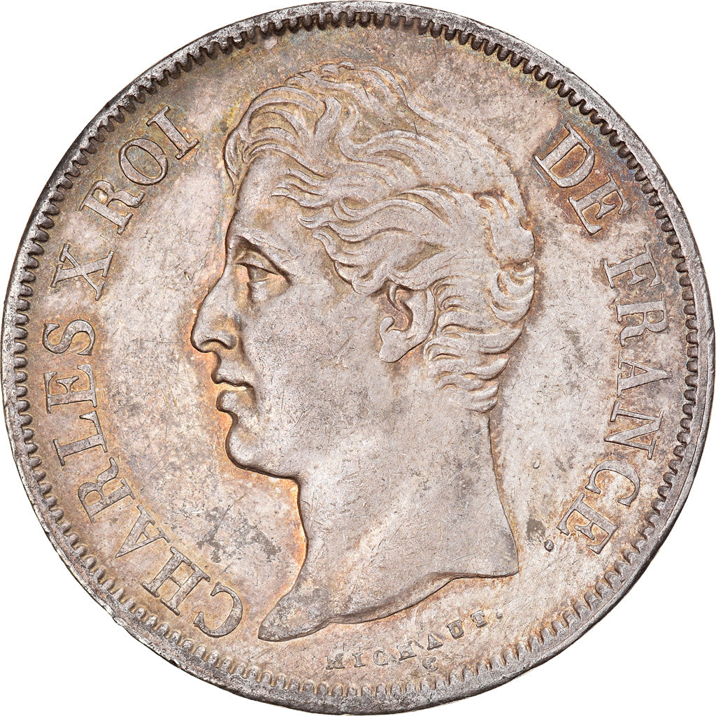 Moneda, Francia, Charles X, 5 Francs, 1828, Marseille, MBC+, Plata, KM:728.10