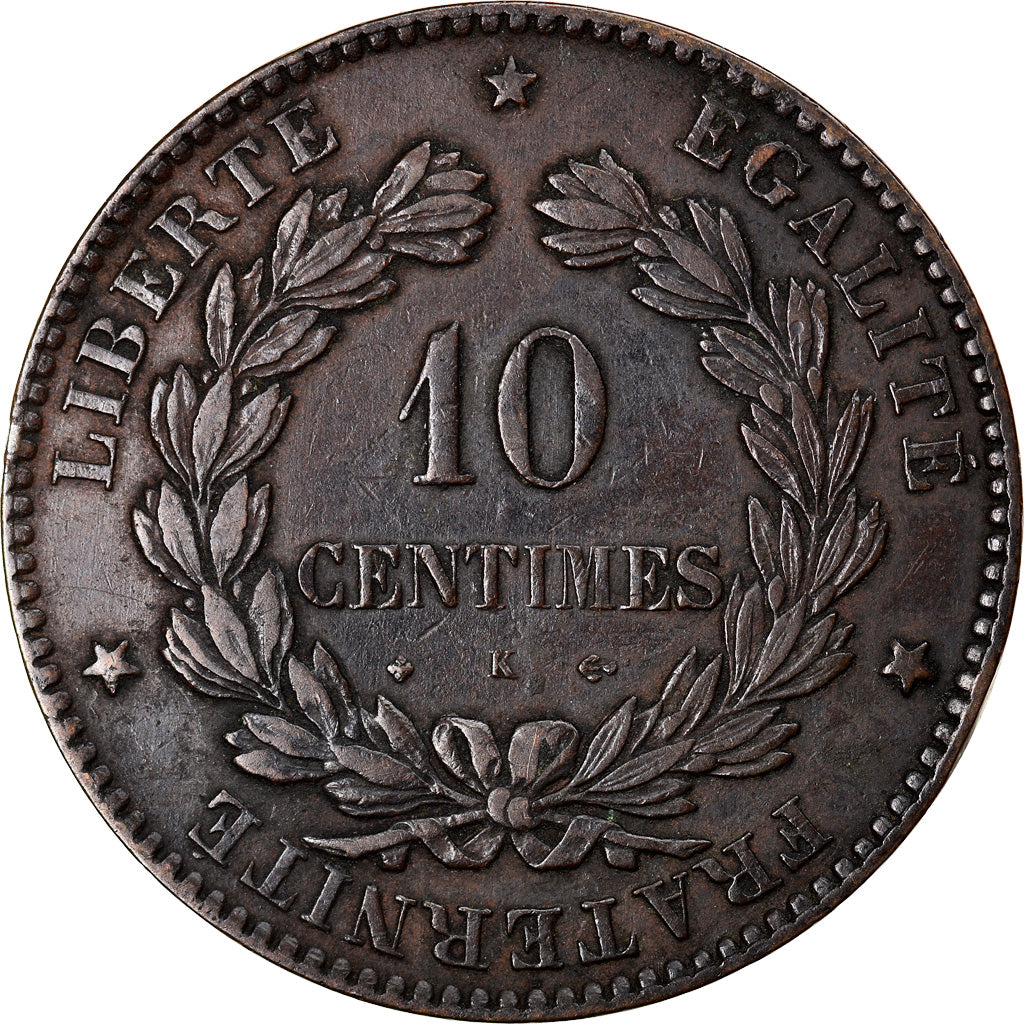 Moneda, Francia, Cérès, 10 Centimes, 1878, Bordeaux, MBC, Bronce, KM:815.2