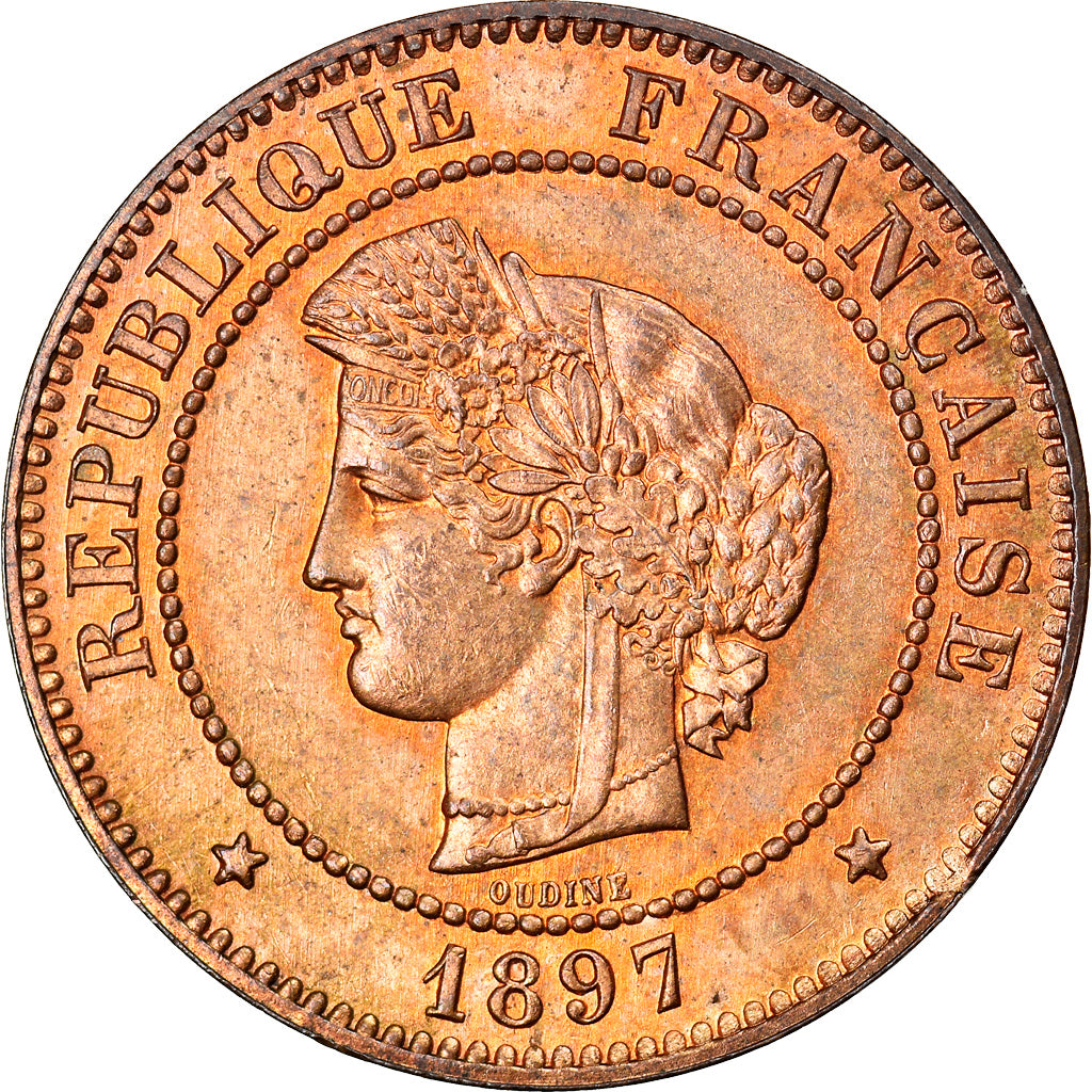 Moneta, Francia, Cérès, 5 Centimes, 1897, Paris, FDC, Bronzo, KM:821.1