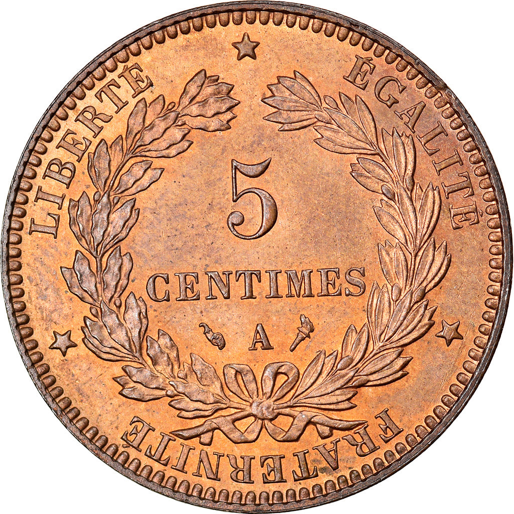Moneta, Francia, Cérès, 5 Centimes, 1897, Paris, FDC, Bronzo, KM:821.1