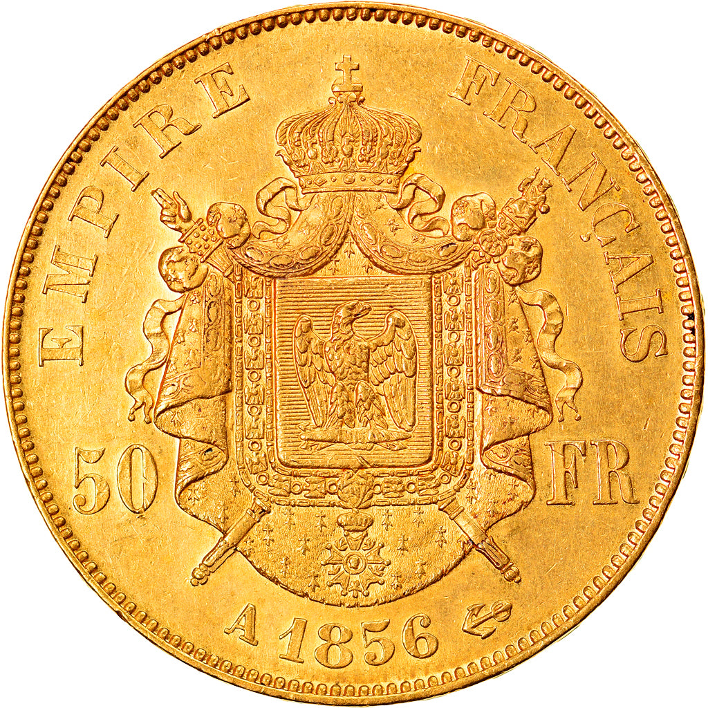 Moneda, Francia, Napoleon III, 50 Francs, 1856, Paris, EBC, Oro, KM:785.1