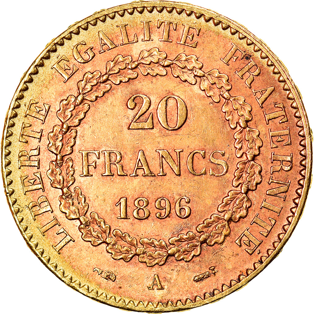 Coin, France, Génie, 20 Francs, 1896, Paris, MS(60-62), Gold, KM:825